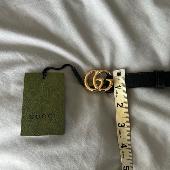 GG MARMONT THIN LEATHER BELT WITH SHINY BUCKLE - Picture 2 of 3